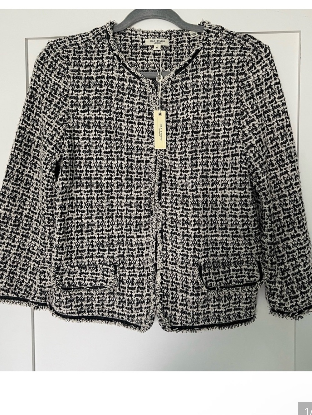 Max Studio Black and Cream Tweed Jacket NWT